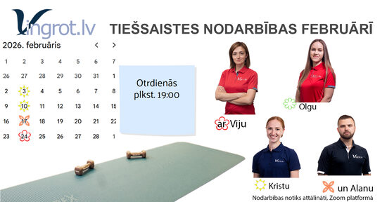 FEBRUĀRA abonements ārstnieciski profilaktiskajai vingrošanai tiešsaistē ar Vingrot.lv 
