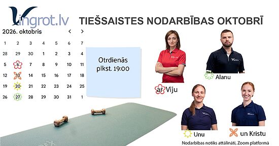 OKTOBRA abonements ārstnieciski profilaktiskajai vingrošanai tiešsaistē ar Vingrot.lv 